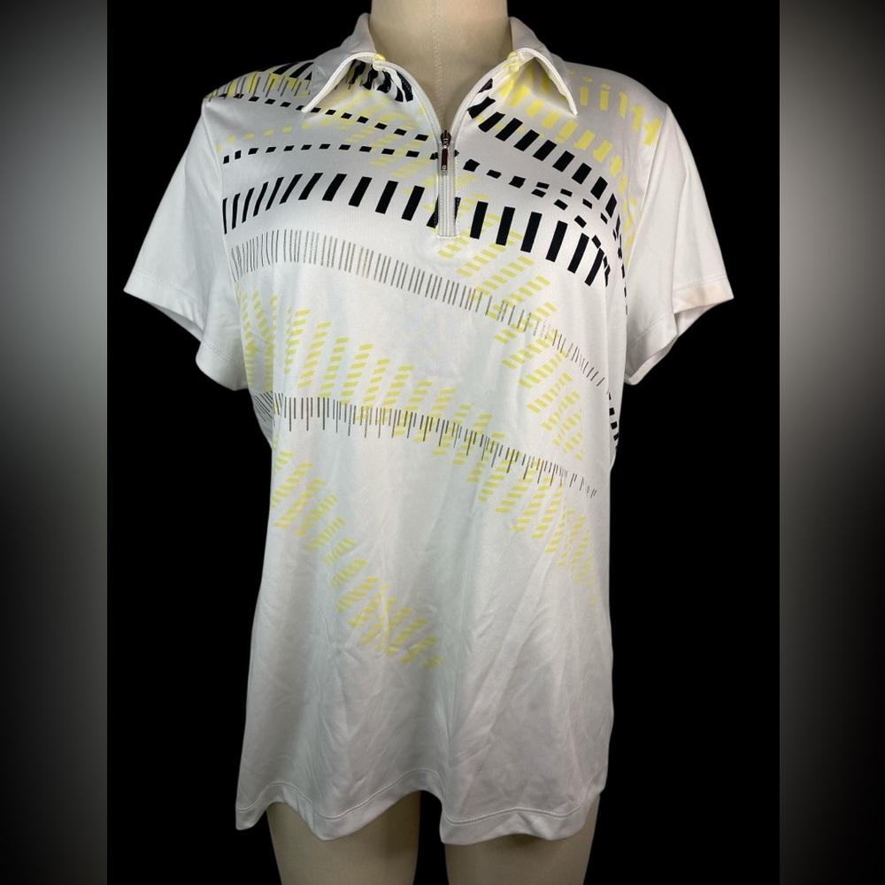 Izod Cool FX Stylish White and Yellow Golf Shirt Women’s XL